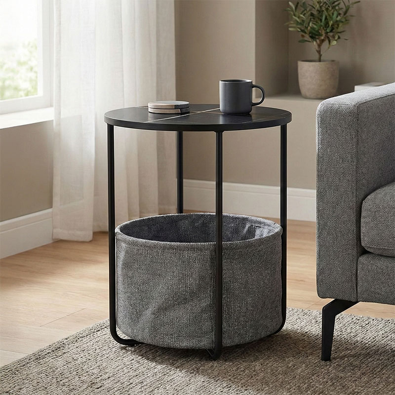 Βοηθητικό τραπέζι Fredami pakoworld μαύρο μαρμάρου Φ40x50εκ