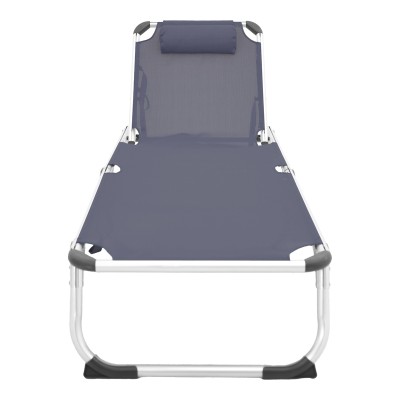 Ξαπλώστρα παραλίας Fevepe pakoworld βαρέως τύπου αλουμίνιο-textilene σε ανθρακί απόχρωση 58.5x185x29.5εκ