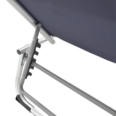 Ξαπλώστρα παραλίας Fevepe pakoworld βαρέως τύπου αλουμίνιο-textilene σε ανθρακί απόχρωση 58.5x185x29.5εκ