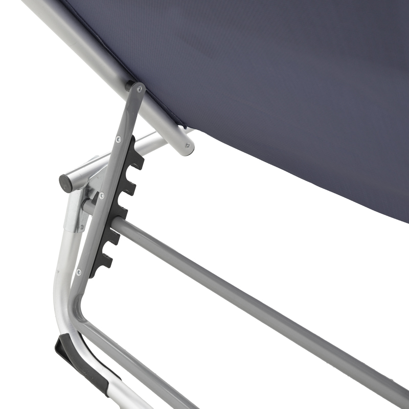 Ξαπλώστρα παραλίας Fevepe pakoworld βαρέως τύπου αλουμίνιο-textilene σε ανθρακί απόχρωση 58.5x185x29.5εκ