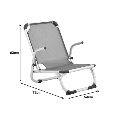 Καρεκλάκι παραλίας Playa pakoworld βαρέως τύπου με ψηλή πλάτη αλουμίνιο-textilene σε μπλε απόχρωση 54x72x63εκ