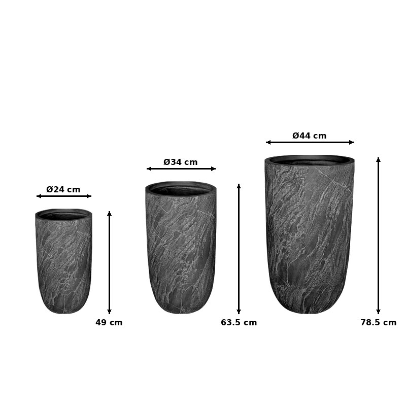 Κασπώ Anteria pakoworld σετ 3τεμ κεραμικό σε γκρι απόχρωση