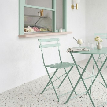 Καρέκλα Bistro pakoworld μεταλλική αναδιπλούμενη σε μέντα απόχρωση 42x46x82εκ | 2 τμχ