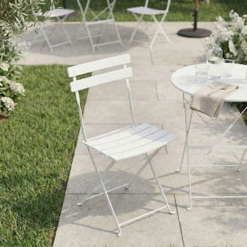 Καρέκλα Bistro pakoworld μεταλλική αναδιπλούμενη σε λευκή απόχρωση 42x46x82εκ | 2 τμχ