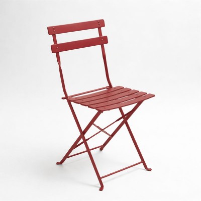 Καρέκλα Bistro pakoworld μεταλλική αναδιπλούμενη σε απόχρωση terracotta 42x46x82εκ | 2 τμχ