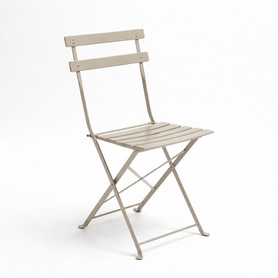 Καρέκλα Bistro pakoworld μεταλλική αναδιπλούμενη σε σαμπανί 42x46x82εκ | 2 τμχ