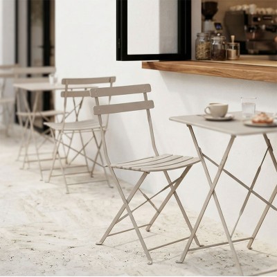 Καρέκλα Bistro pakoworld μεταλλική αναδιπλούμενη σε σαμπανί 42x46x82εκ | 2 τμχ