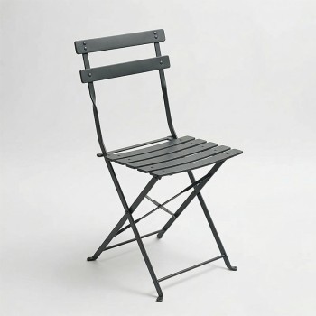 Καρέκλα Bistro pakoworld μεταλλική αναδιπλούμενη σε ανθρακί απόχρωση 42x46x82εκ | 2 τμχ