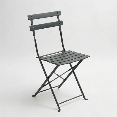 Καρέκλα Bistro pakoworld μεταλλική αναδιπλούμενη σε ανθρακί απόχρωση 42x46x82εκ | 2 τμχ