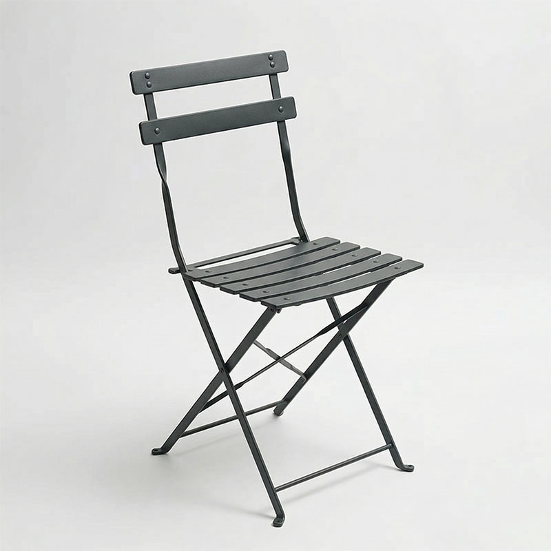 Καρέκλα Bistro pakoworld μεταλλική αναδιπλούμενη σε ανθρακί απόχρωση 42x46x82εκ | 2 τμχ