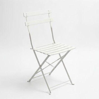 Τραπεζαρία Bistro pakoworld σετ 3τεμ μεταλλική αναδιπλούμενη σε λευκή απόχρωση Φ60x71εκ