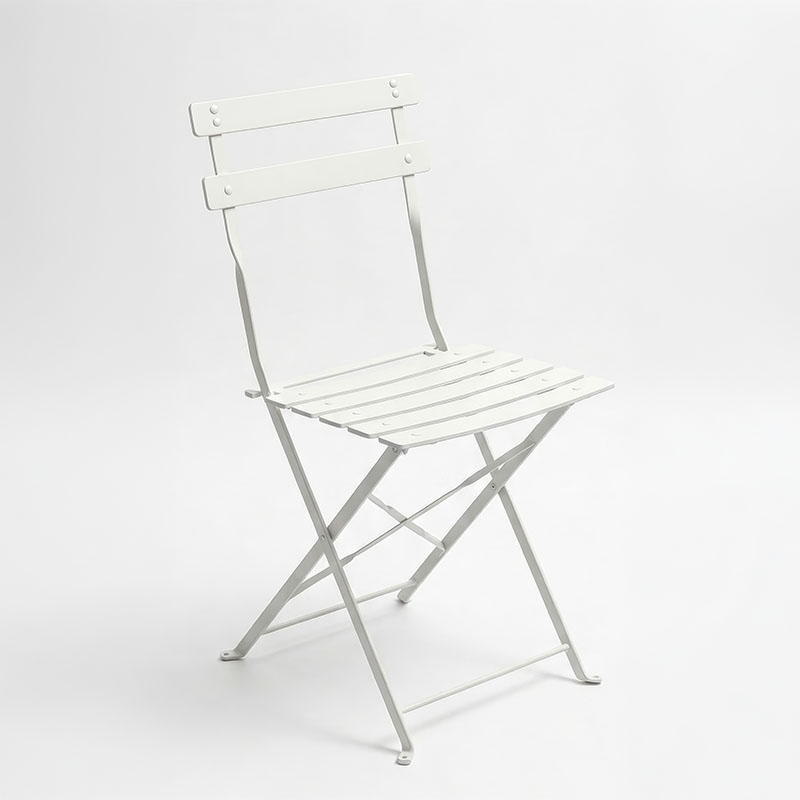 Τραπεζαρία Bistro pakoworld σετ 3τεμ μεταλλική αναδιπλούμενη σε λευκή απόχρωση Φ60x71εκ