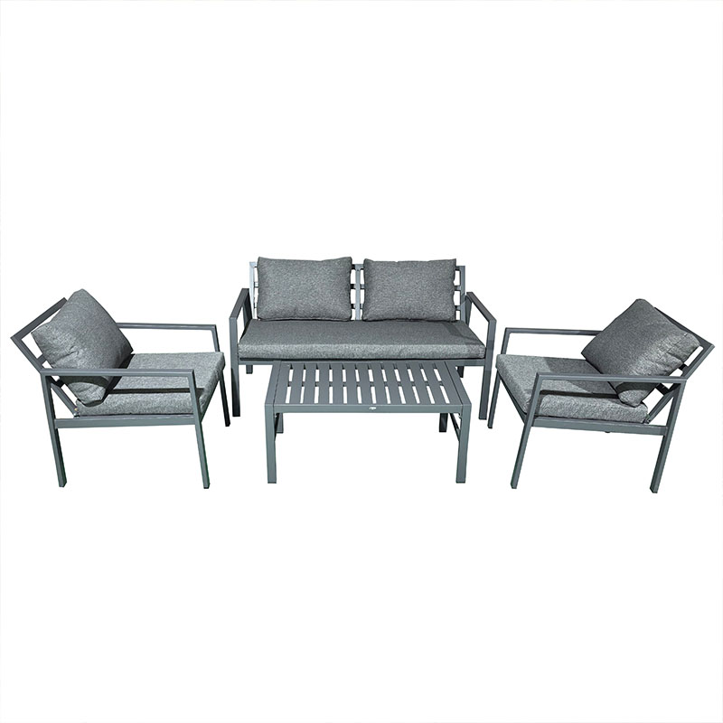 Σαλόνι Gardenly pakoworld σετ 4τμχ αλουμίνιο σε ανθρακί απόχρωση με ανθρακί μαξιλάρια