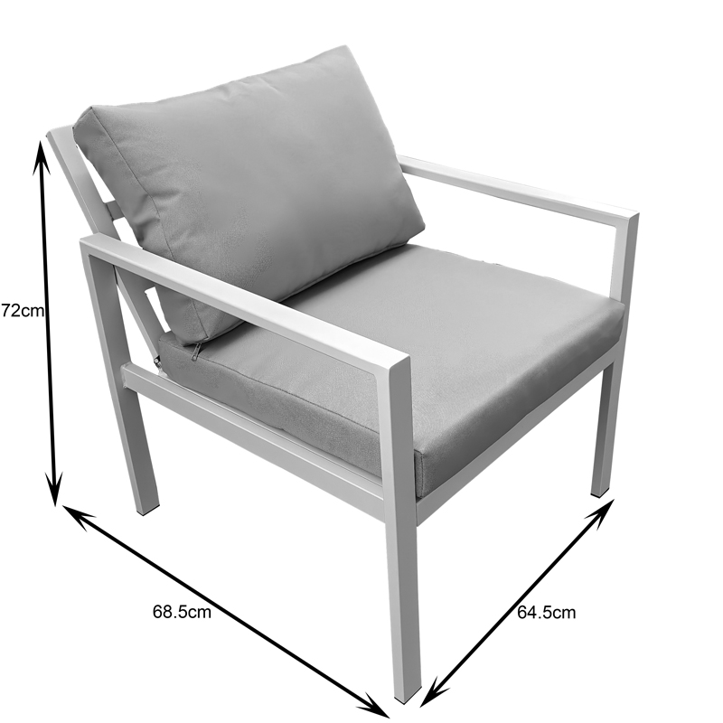 Σαλόνι Gardenly pakoworld σετ 4τμχ αλουμίνιο σε λευκή απόχρωση με μπεζ μαξιλάρια