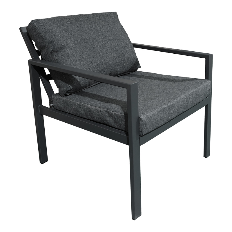 Σαλόνι Gardenly Ι pakoworld σετ 4τμχ αλουμίνιο σε ανθρακί απόχρωση με ανθρακί μαξιλάρια