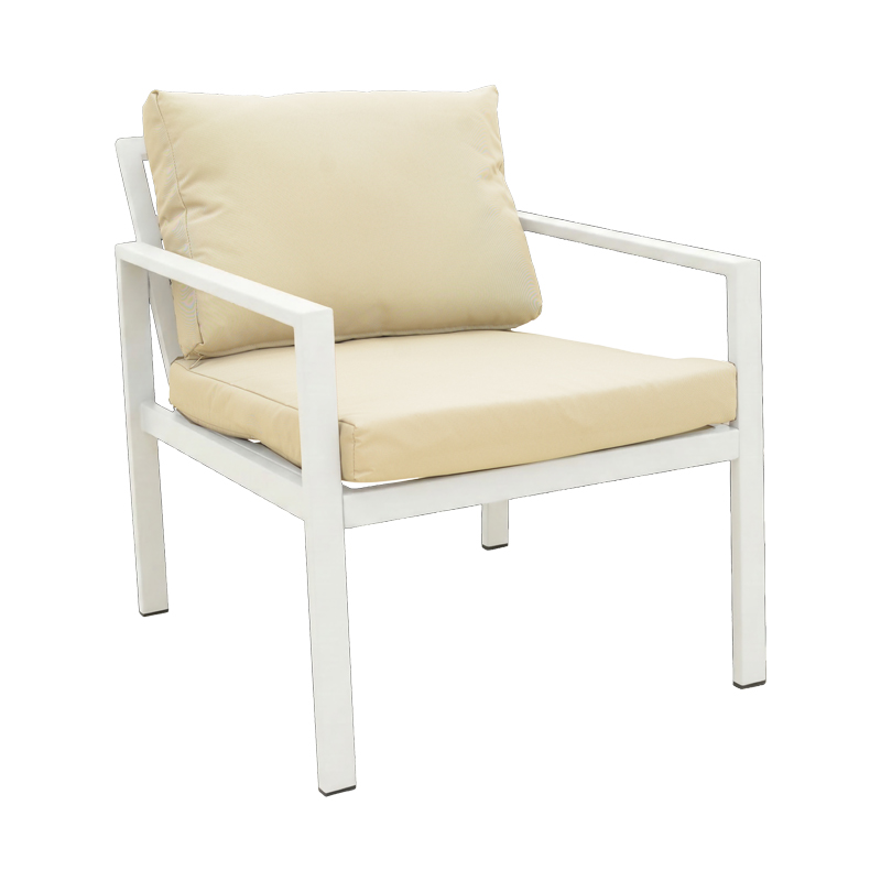 Σαλόνι Gardenly Ι pakoworld σετ 4τμχ αλουμίνιο σε λευκή απόχρωση με γκρι-μπεζ μαξιλάρια