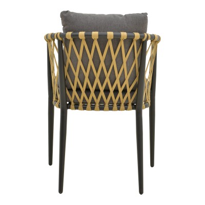 Πολυθρόνα Peluxe pakoworld αλουμίνιο ανθρακί-pe σχοινί φυσικό-μαξιλάρια γκρι 54x62x84εκ