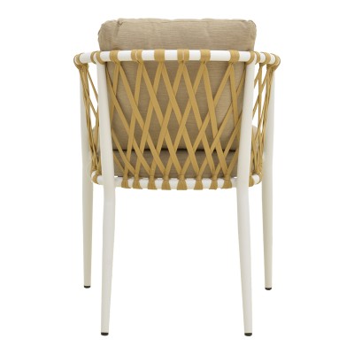 Πολυθρόνα Peluxe pakoworld αλουμίνιο λευκό-pe σχοινί φυσικό-μαξιλάρια μπεζ 54x62x75,5εκ