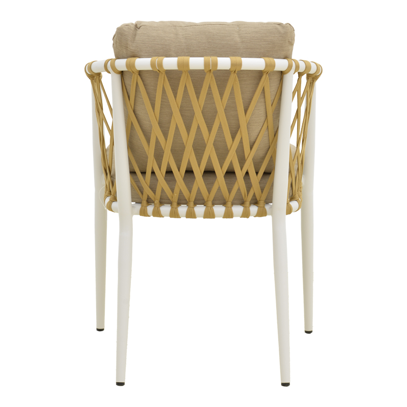 Πολυθρόνα Peluxe pakoworld αλουμίνιο λευκό-pe σχοινί φυσικό-μαξιλάρια μπεζ 54x62x75,5εκ