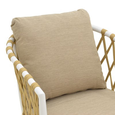 Πολυθρόνα Peluxe pakoworld αλουμίνιο λευκό-pe σχοινί φυσικό-μαξιλάρια μπεζ 54x62x75,5εκ