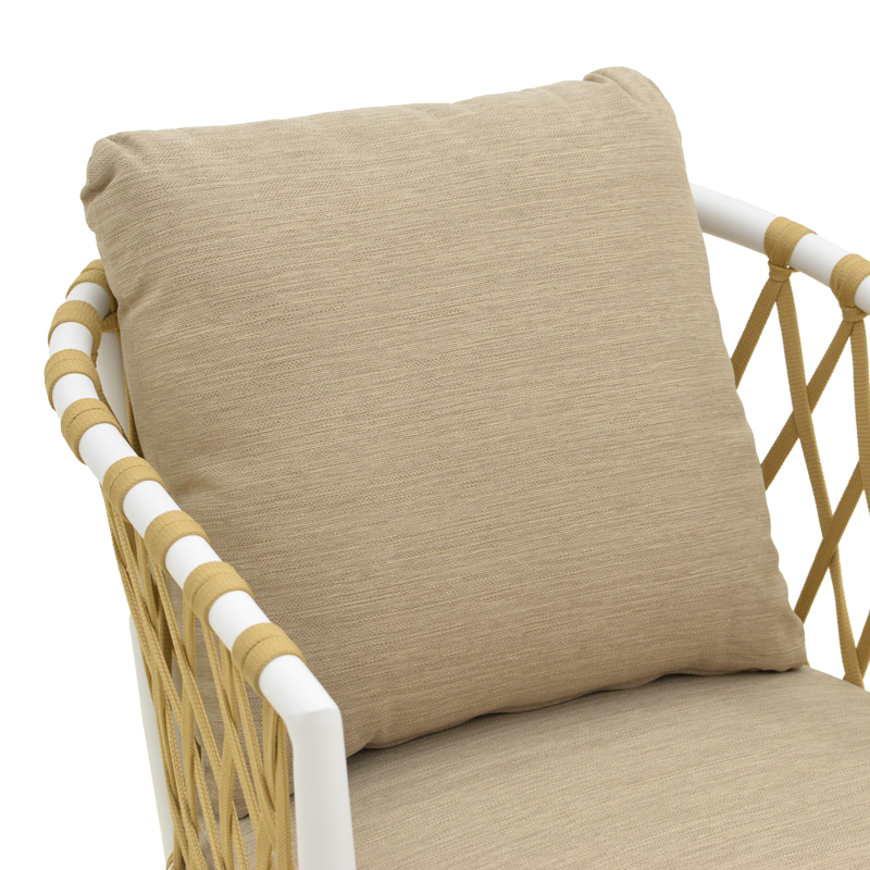 Πολυθρόνα Peluxe pakoworld αλουμίνιο λευκό-pe σχοινί φυσικό-μαξιλάρια μπεζ 54x62x75,5εκ