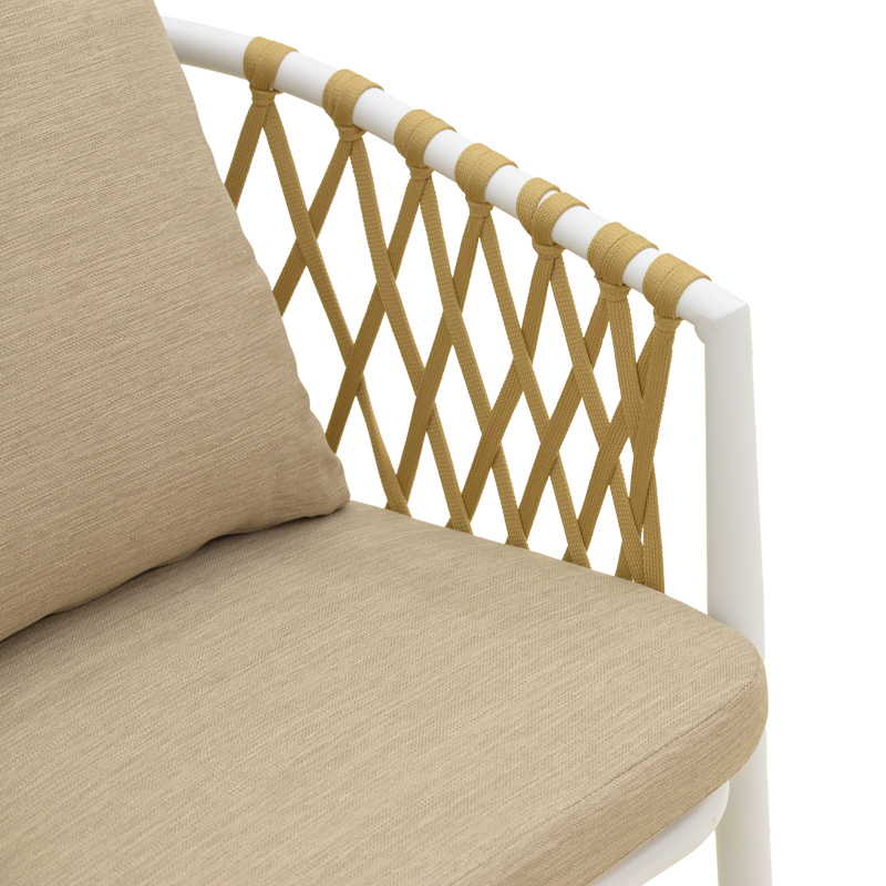 Πολυθρόνα Peluxe pakoworld αλουμίνιο λευκό-pe σχοινί φυσικό-μαξιλάρια μπεζ 54x62x75,5εκ