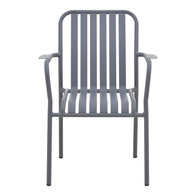 Πολυθρόνα Vista pakoworld στοιβαζόμενη αλουμίνιο σε ανθρακί απόχρωση 62x60x84εκ