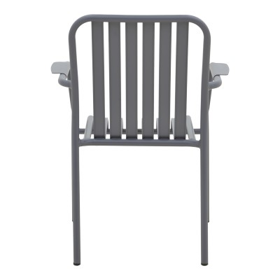 Πολυθρόνα Vista pakoworld στοιβαζόμενη αλουμίνιο σε ανθρακί απόχρωση 62x60x84εκ