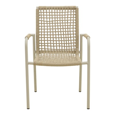 Πολυθρόνα Esence pakoworld στοιβαζόμενη αλουμίνιο cappuccino με pe σχοινί σε μπεζ απόχρωση 56x61,5x87,5εκ