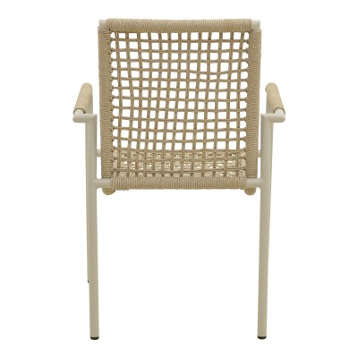 Πολυθρόνα Esence pakoworld στοιβαζόμενη αλουμίνιο cappuccino με pe σχοινί σε μπεζ απόχρωση 56x61,5x87,5εκ