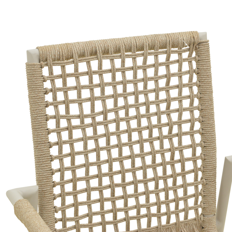 Πολυθρόνα Esence pakoworld στοιβαζόμενη αλουμίνιο cappuccino με pe σχοινί σε μπεζ απόχρωση 56x61,5x87,5εκ