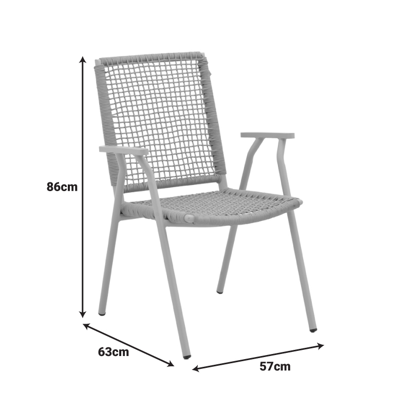 Πολυθρόνα Weave pakoworld στοιβαζόμενη αλουμίνιο-pe σχοινί σε μπεζ απόχρωση 57x63x86εκ