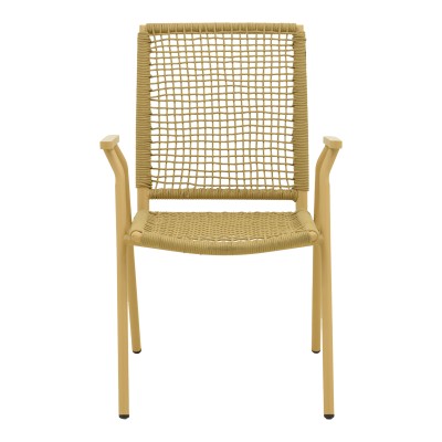 Πολυθρόνα Weave pakoworld στοιβαζόμενη αλουμίνιο-pe σχοινί σε μπεζ απόχρωση 57x63x86εκ