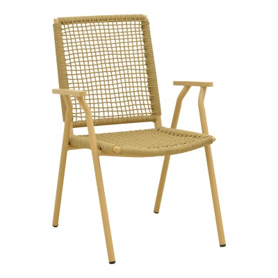 Πολυθρόνα Weave pakoworld στοιβαζόμενη αλουμίνιο-pe σχοινί σε μπεζ απόχρωση 57x63x86εκ