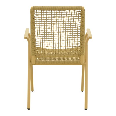 Πολυθρόνα Weave pakoworld στοιβαζόμενη αλουμίνιο-pe σχοινί σε μπεζ απόχρωση 57x63x86εκ