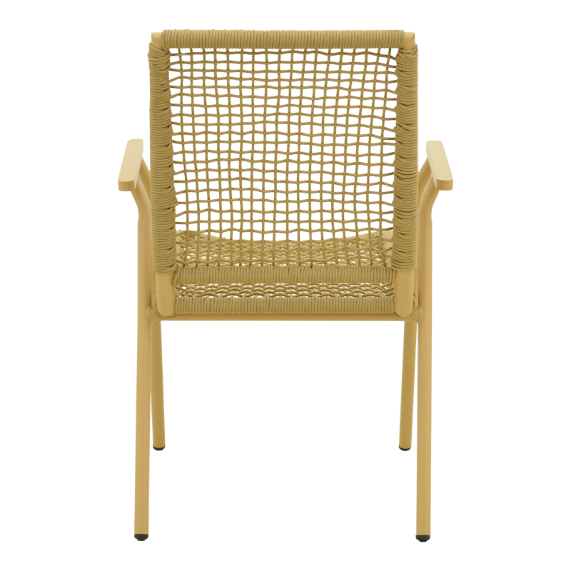 Πολυθρόνα Weave pakoworld στοιβαζόμενη αλουμίνιο-pe σχοινί σε μπεζ απόχρωση 57x63x86εκ