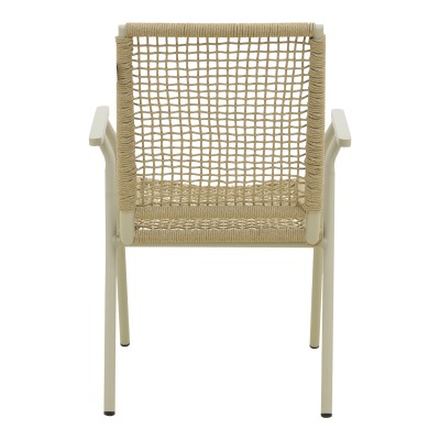 Πολυθρόνα Weave pakoworld στοιβαζόμενη αλουμίνιο σε μπεζ -pe σχοινί σε φυσική απόχρωση 57x63x86εκ