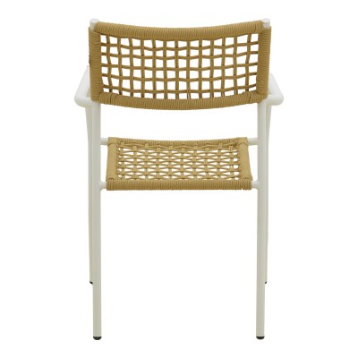 Πολυθρόνα Castal pakoworld στοιβαζόμενη μέταλλο σε λευκή -pe σχοινί σε φυσική απόχρωση 53x59x84εκ