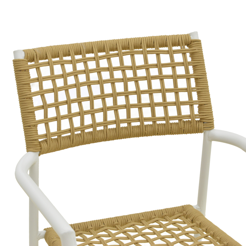 Πολυθρόνα Castal pakoworld στοιβαζόμενη μέταλλο σε λευκή -pe σχοινί σε φυσική απόχρωση 53x59x84εκ