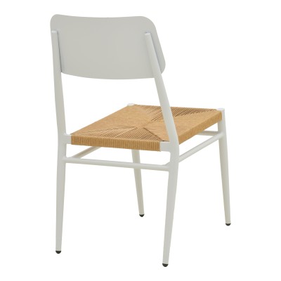 Καρέκλα Giardino pakoworld στοιβαζόμενη αλουμίνιο σε λευκή -pe rattan σε φυσική απόχρωση 45x56x82εκ