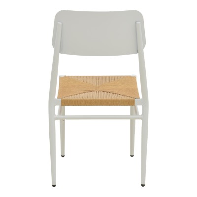 Καρέκλα Giardino pakoworld στοιβαζόμενη αλουμίνιο σε λευκή -pe rattan σε φυσική απόχρωση 45x56x82εκ