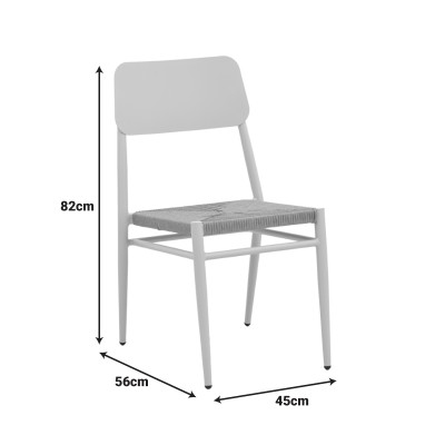 Καρέκλα Giardino pakoworld στοιβαζόμενη αλουμίνιο σε ανθρακί -pe rattan σε φυσική απόχρωση 45x56x82εκ