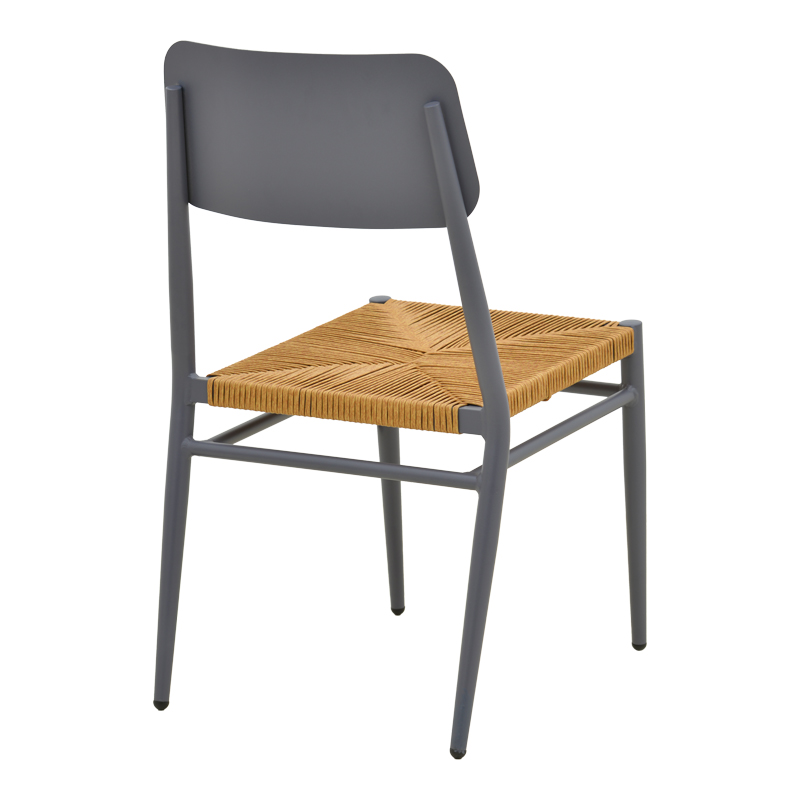 Καρέκλα Giardino pakoworld στοιβαζόμενη αλουμίνιο σε ανθρακί -pe rattan σε φυσική απόχρωση 45x56x82εκ