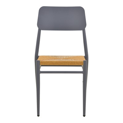 Καρέκλα Giardino pakoworld στοιβαζόμενη αλουμίνιο σε ανθρακί -pe rattan σε φυσική απόχρωση 45x56x82εκ