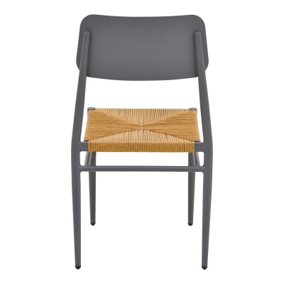 Καρέκλα Giardino pakoworld στοιβαζόμενη αλουμίνιο σε ανθρακί -pe rattan σε φυσική απόχρωση 45x56x82εκ