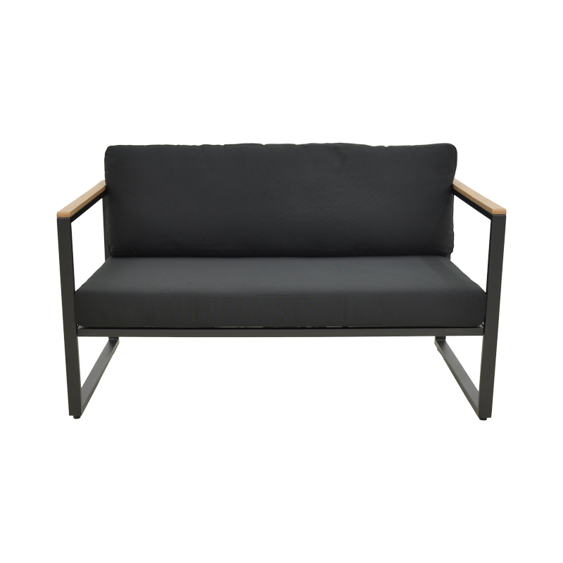 Καναπές διθέσιος Aurelio pakoworld μαύρο μέταλλο με μαύρα μαξιλάρια 130x74x63εκ