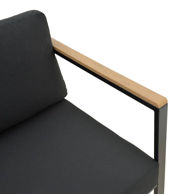 Καναπές διθέσιος Aurelio pakoworld μαύρο μέταλλο με μαύρα μαξιλάρια 130x74x63εκ