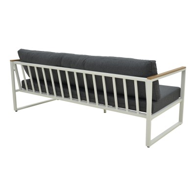 Καναπές τριθέσιος Aurelio pakoworld μεταλλικός σε λευκή -μαξιλάρια σε ανθρακί απόχρωση 192x74x63εκ