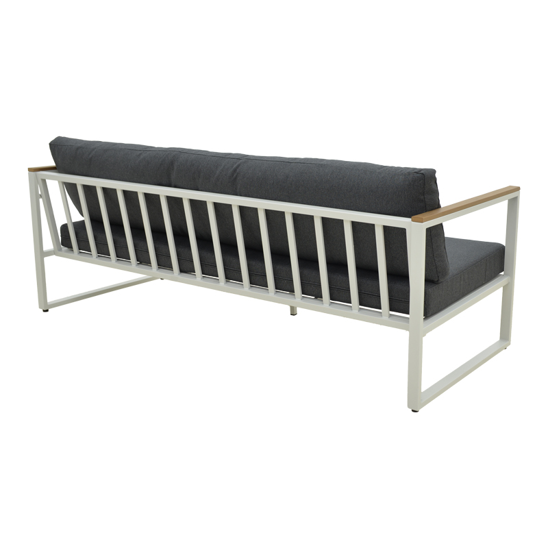 Καναπές τριθέσιος Aurelio pakoworld μεταλλικός σε λευκή -μαξιλάρια σε ανθρακί απόχρωση 192x74x63εκ