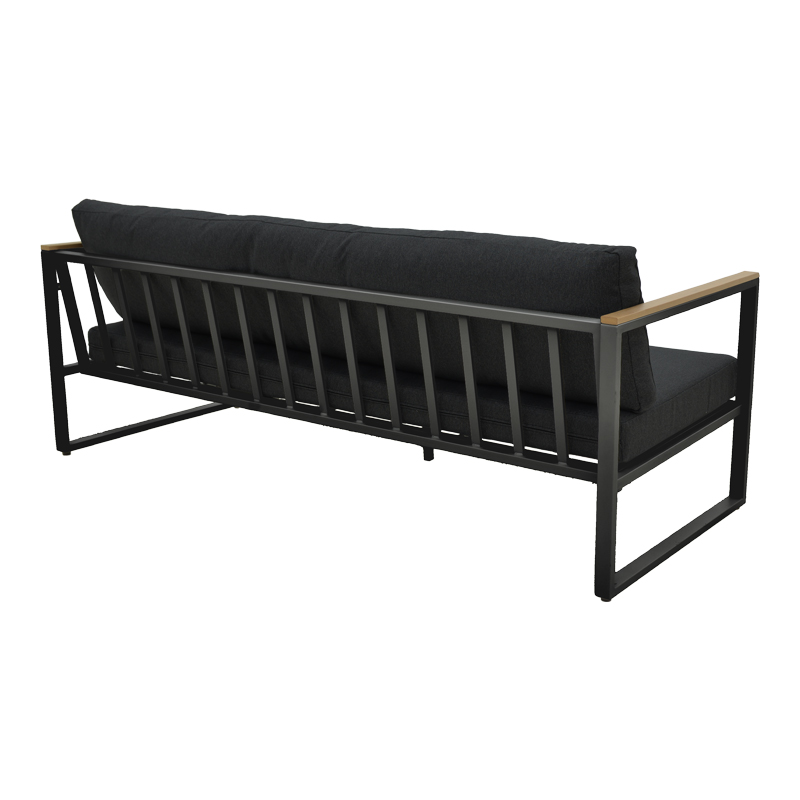 Καναπές τριθέσιος Aurelio pakoworld μαύρο μέταλλο με μαύρα μαξιλάρια 192x74x63εκ